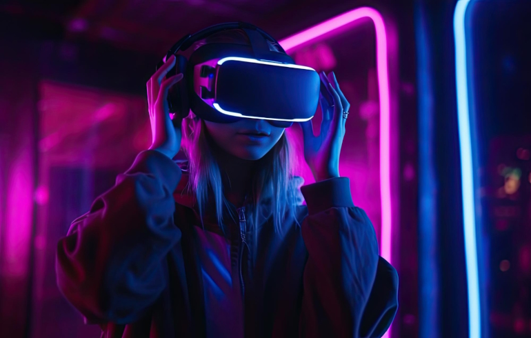 Девушка в очках виртуальной реальности