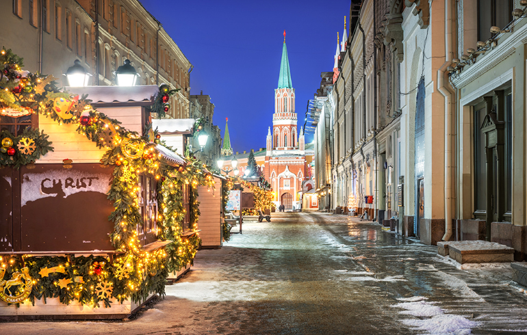 Зима в Москве. Никольская улица