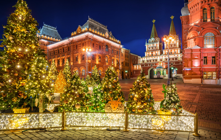 Новогодняя Москва. Ёлочный лес на Манежной площади