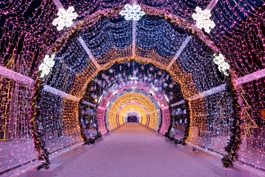 Новогодняя Москва. Световой тоннель на Тверском бульваре